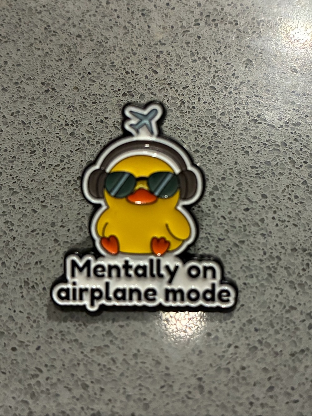 Cute Yellow Duck 'Mentally on Airplane Mode' Enamel Pin